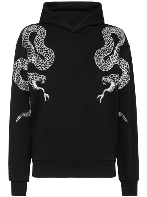 Philipp Plein crystal-snake hoodie Black LADCMJB3807PTE180N