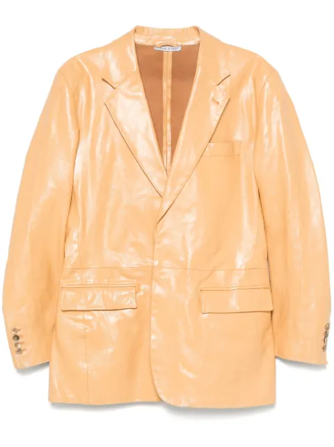 Saint Laurent Pre-Owned 2000s leather blazer Yellow SAI950TM