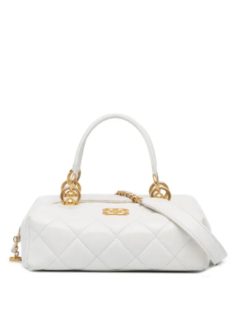 CHANEL Pre-Owned 2022-2023 Métiers d'Art CC Quilted Lambskin Box with Top Handle satchel White JTU5SJJGWRQHQ1A6
