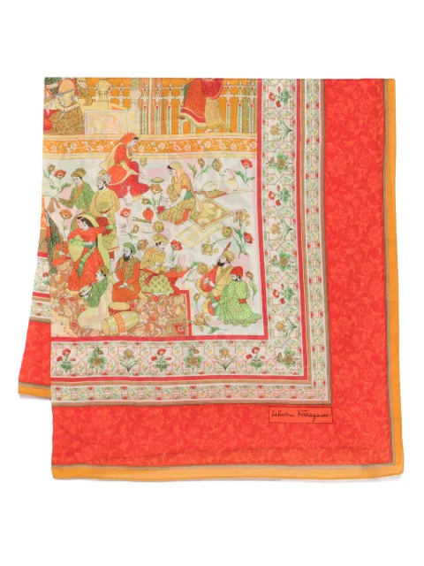Ferragamo Pre-Owned 1990s illustration-print scarf Neutrals SFE350TH