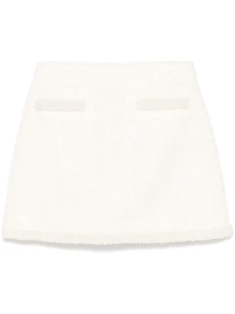 Self-Portrait bouclé pearl-trim mini skirt Neutrals RS25164SKC