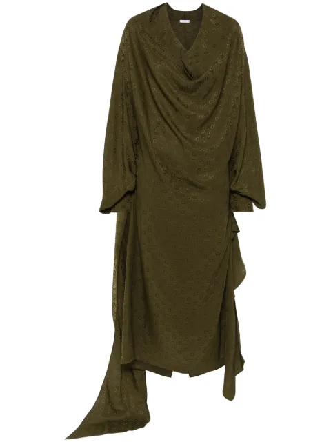 Ferragamo ruffled silk asymmetric dress Green 780596