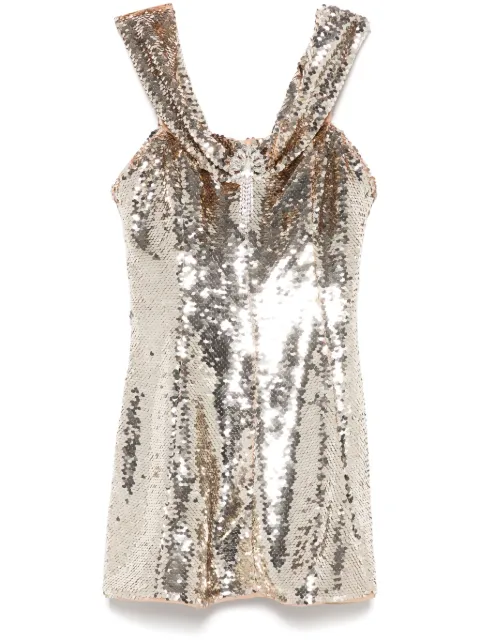 Self-Portrait sequin off-shoulder mini dress Gold RS25971SGD