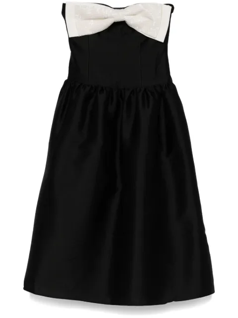 Self-Portrait taffeta contrast-bow midi dress Black RS25049MBB