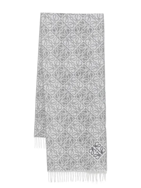 LOEWE Anagram fringed scarf Grey F811SS1X01