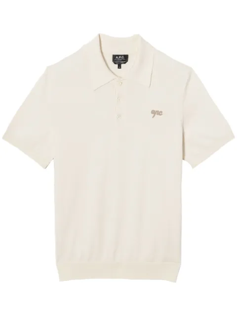 A.P.C. logo-embroidered polo shirt White COGDKH23393AAC