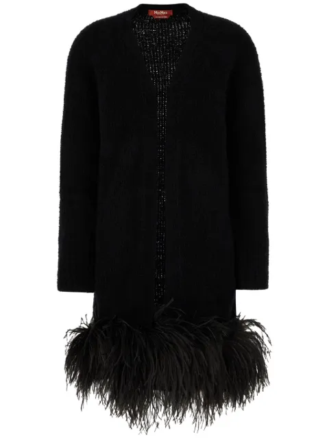 Max Mara feather-trim cardigan Black PIREO