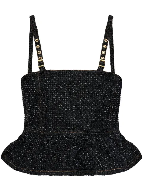GANNI peplum denim top Black J1615