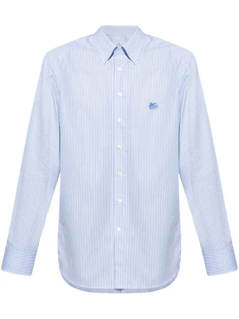ETRO striped embroidered-logo cotton shirt Blue MRIB000499TR575