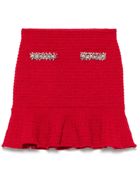 Self-Portrait grid-knit mini skirt Red RS25918SKR