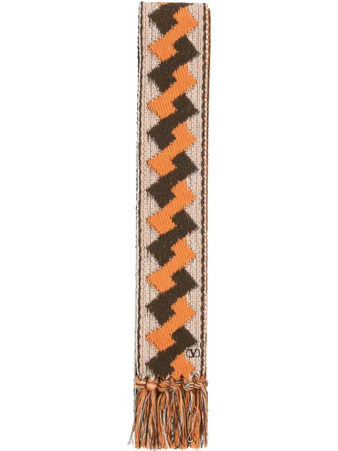 Valentino Garavani geometric tassel scarf Orange YEN00BAET