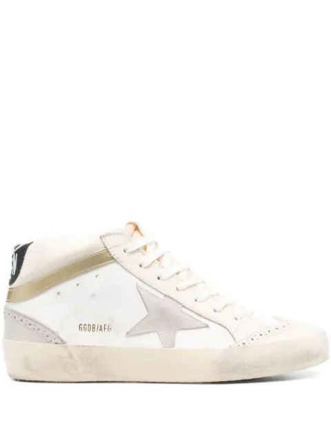 Golden Goose Mid Star trainers with star in light gray suede and gold flash White GWF00123F003018