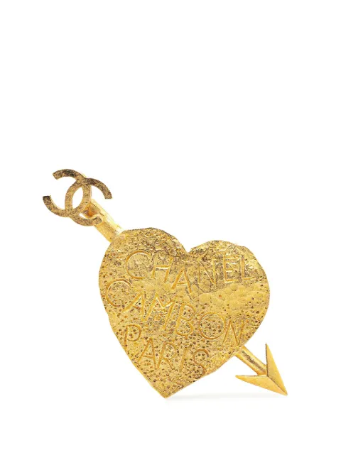 CHANEL Pre-Owned 1993 Gold Plated CC Heart and Arrow costume brooch Gold 22R91TT0T7AROVLR