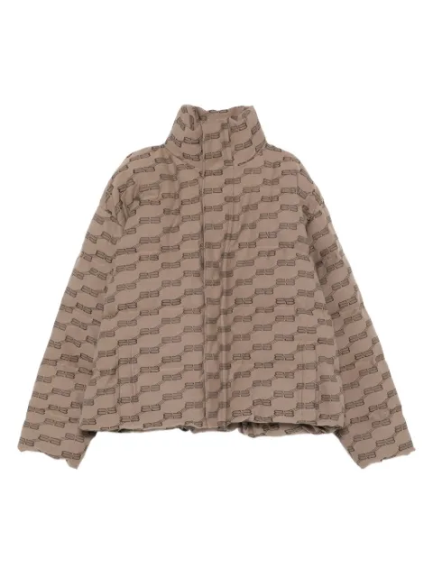 Balenciaga logo-pattern quilted padded jacket Brown 681885TML33