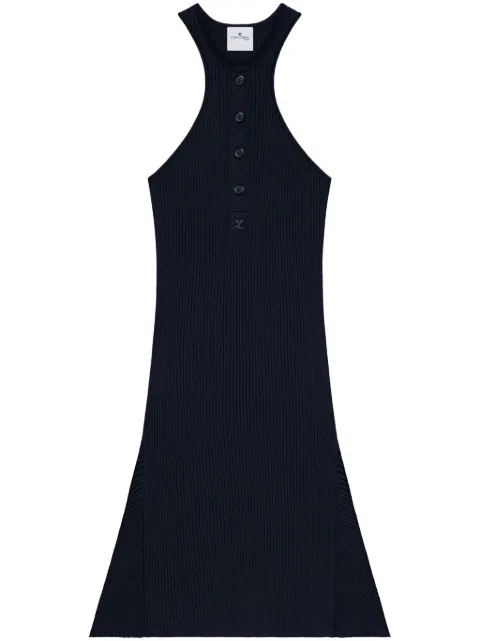 Courrèges cotton rib knit dress Blue 125MRO572FI0001