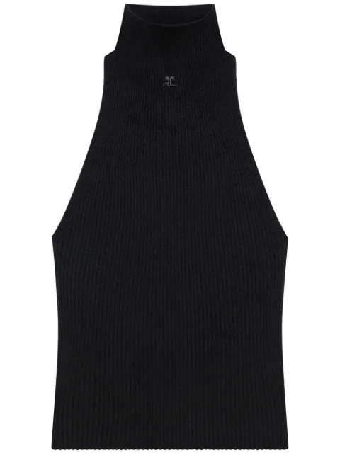 Courrèges ribbed mock-neck tank top Black 125MTO384FI0049