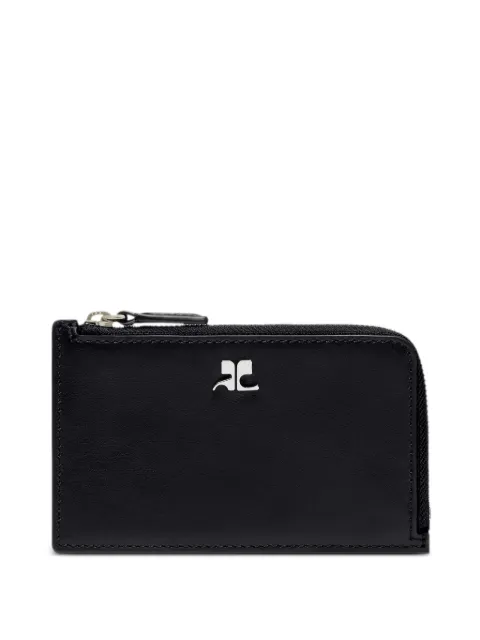 Courrèges leather zipped card holder Black 224GPM015CR0065