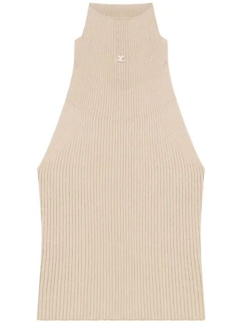 Courrèges ribbed-knit tank top Neutrals 125MTO384FI0049
