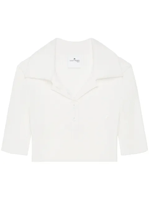 Courrèges knitted cropped polo top White 125MPO046FI0001