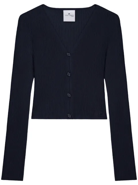 Courrèges cropped fine-ribbed cardigan Blue 125MGI030FI0049