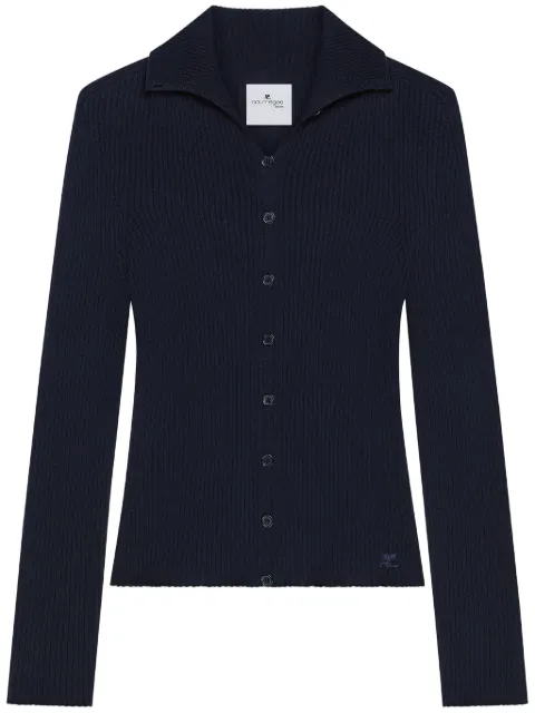 Courrèges fine-ribbed cardigan Blue 125MGI027FI0049