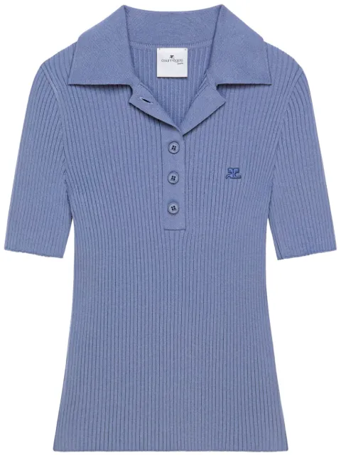 Courrèges Iconic polo top Blue 125MPO029FI0001