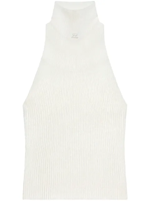 Courrèges ribbed mock-neck tank top White 125MTO384FI0049