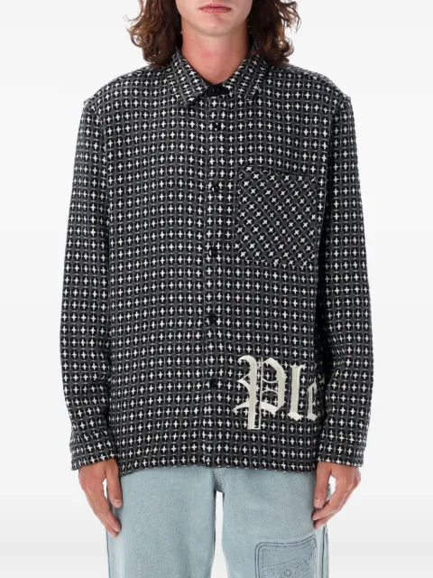 Pleasures embroidered-logo long-sleeve shirt Grey P24F036