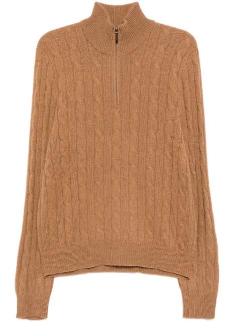 Polo Ralph Lauren cable-knit quarter-zip sweater Brown 710945877002