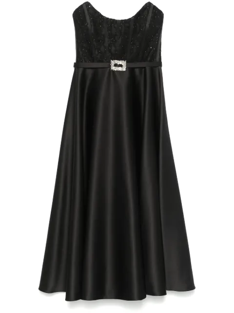 NISSA corset-style taffeta midi dress Black RS15432