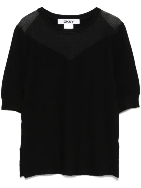 DKNY sheer-panels T-shirt Black P4KSAU06
