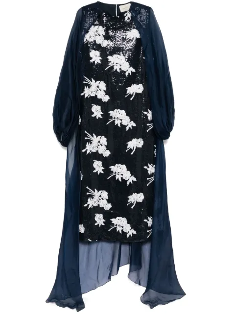 SHATHA ESSA all-over crystal embellishment dress Black RDFE2551