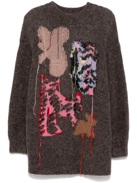 JNBY floral-intarsia knittted dress Brown 5OBG14770