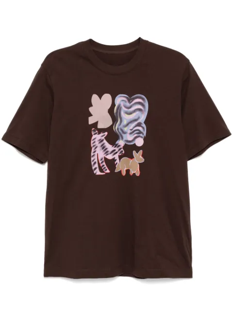 JNBY cats-printed T-shirt Brown 5OB113720
