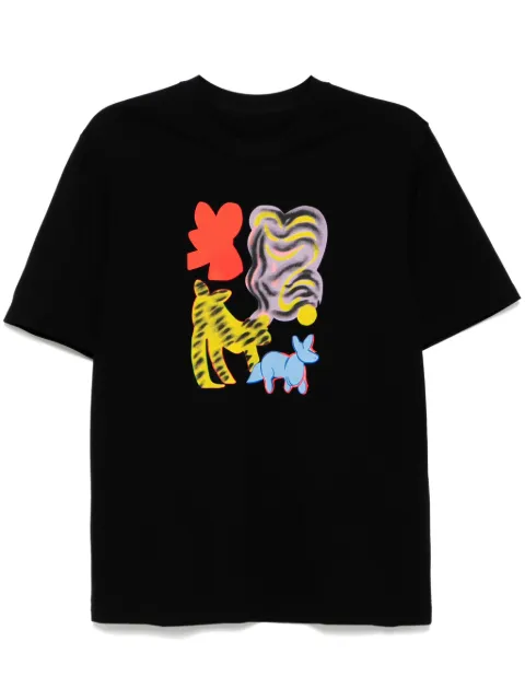 JNBY cats-printed T-shirt Black 5OB113720