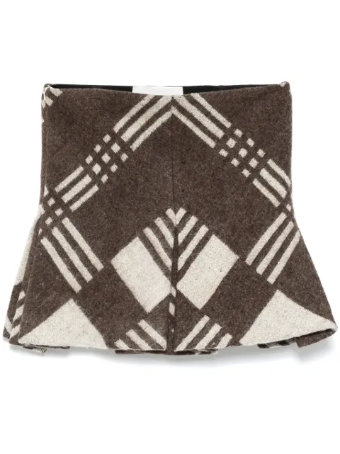 Conner Ives reconstituted military blanket pleated skirt Brown 527