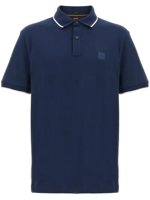 BOSS logo-patch slim-fit polo shirt in stretch cotton Blue 50507699