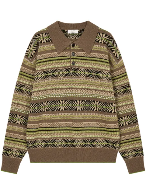TOMBOY intarsia-knit polo top Brown 9104452887