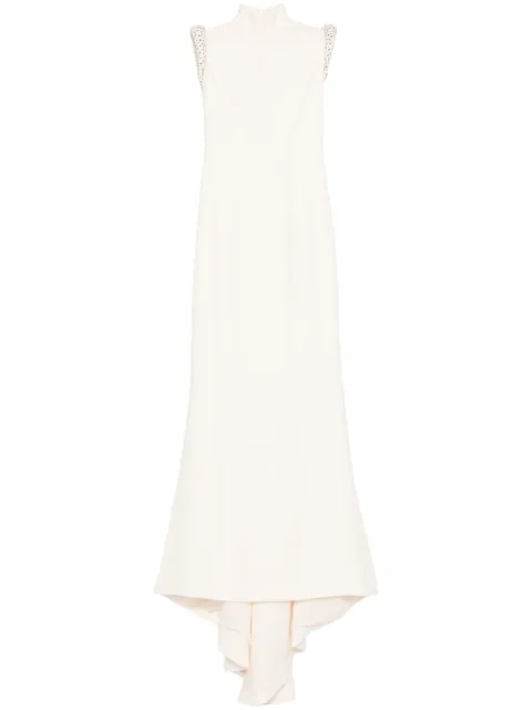 JEAN-LOUIS SABAJI crystal-embellished crepe dress White 600118