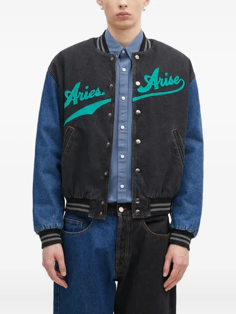 Aries embroidered-logo denim jacket Black AR7030302