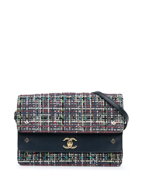 CHANEL Pre-Owned 2016-2017 CC Multicolor Tweed Double Flap crossbody bag Blue FM33FLR7S1NZR6YE