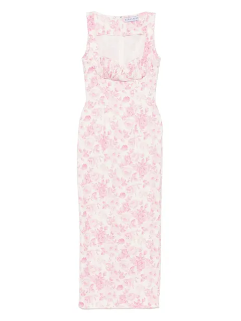 Rowen Rose rose-print maxi dress White DRSRR389