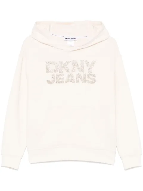 DKNY rhinestone-logo hoodie Neutrals DJ4T1299