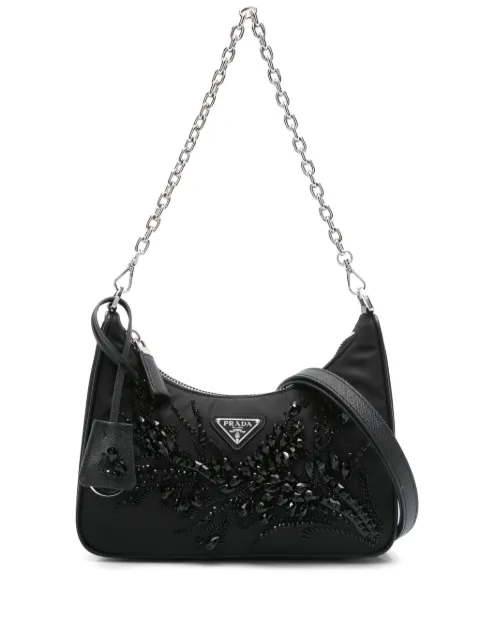 Prada crystal-embellished shoulder bag Black 1BC204V2C4Q