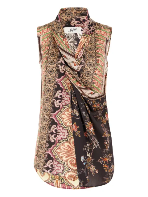 Seafarer paisley-print draped top Brown SWC0055TSF0007