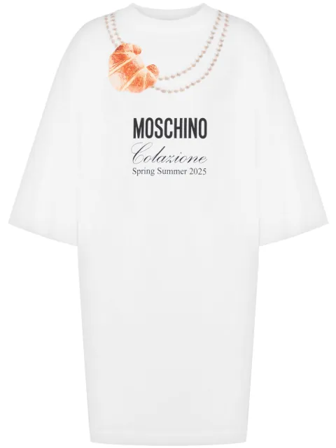 Moschino logo-print mini dress White A04380541