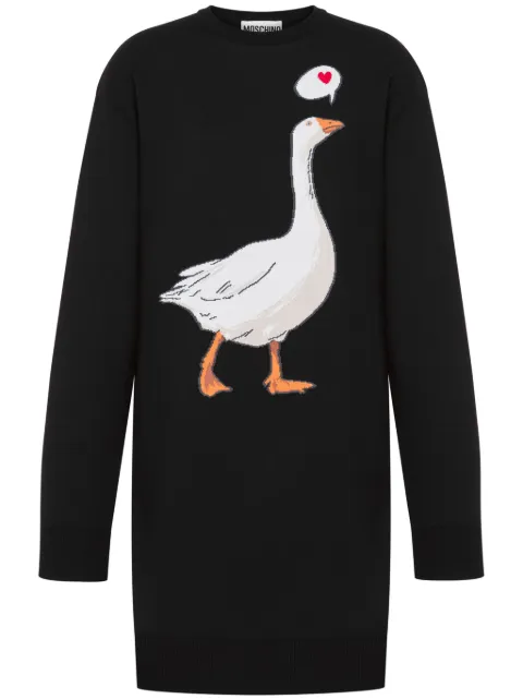 Moschino goose-motif mini dress Black A04880502