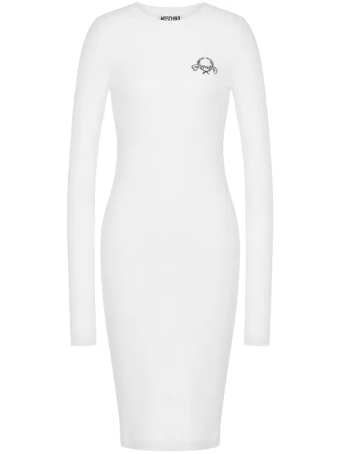 Moschino logo-print mini dress White A04330545