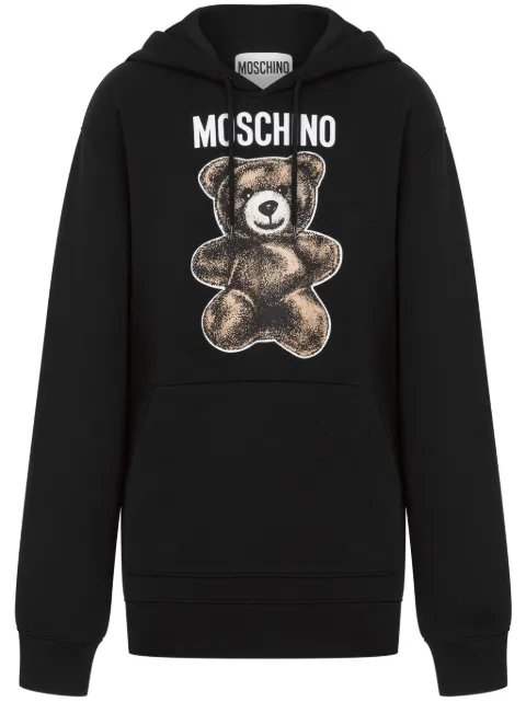 Moschino teddy bear-print hoodie Black V17020528