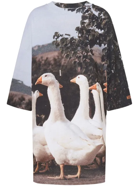 Moschino goose-motif mini dress Grey A04390542